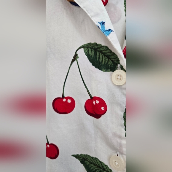 Nick & Nora Cherry Pie Blue Birds Pajama Top size Small - Picture 6 of 10